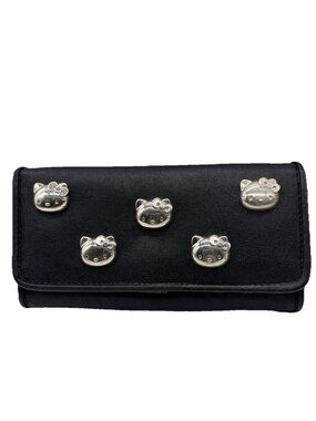 Rare Vintage HELLO KITTY Black Embossed Studded Kitty Faces Sanrio Y2K